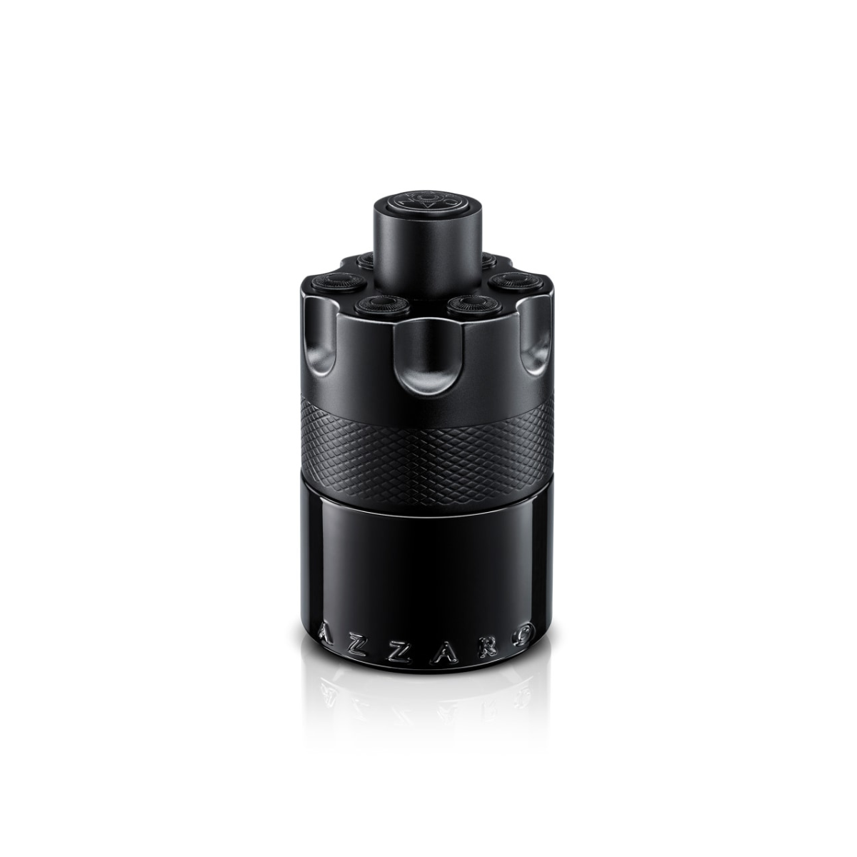 Black cylindrical container with 'Azzaro' branding on a white background