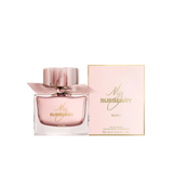 Burberry perfume bottle and packaging on a white background
