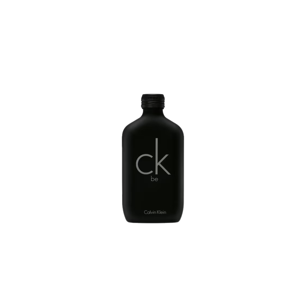 Black bottle of Calvin Klein cologne on a white background