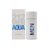 212 Men Aqua perfume bottle and packaging on a white background