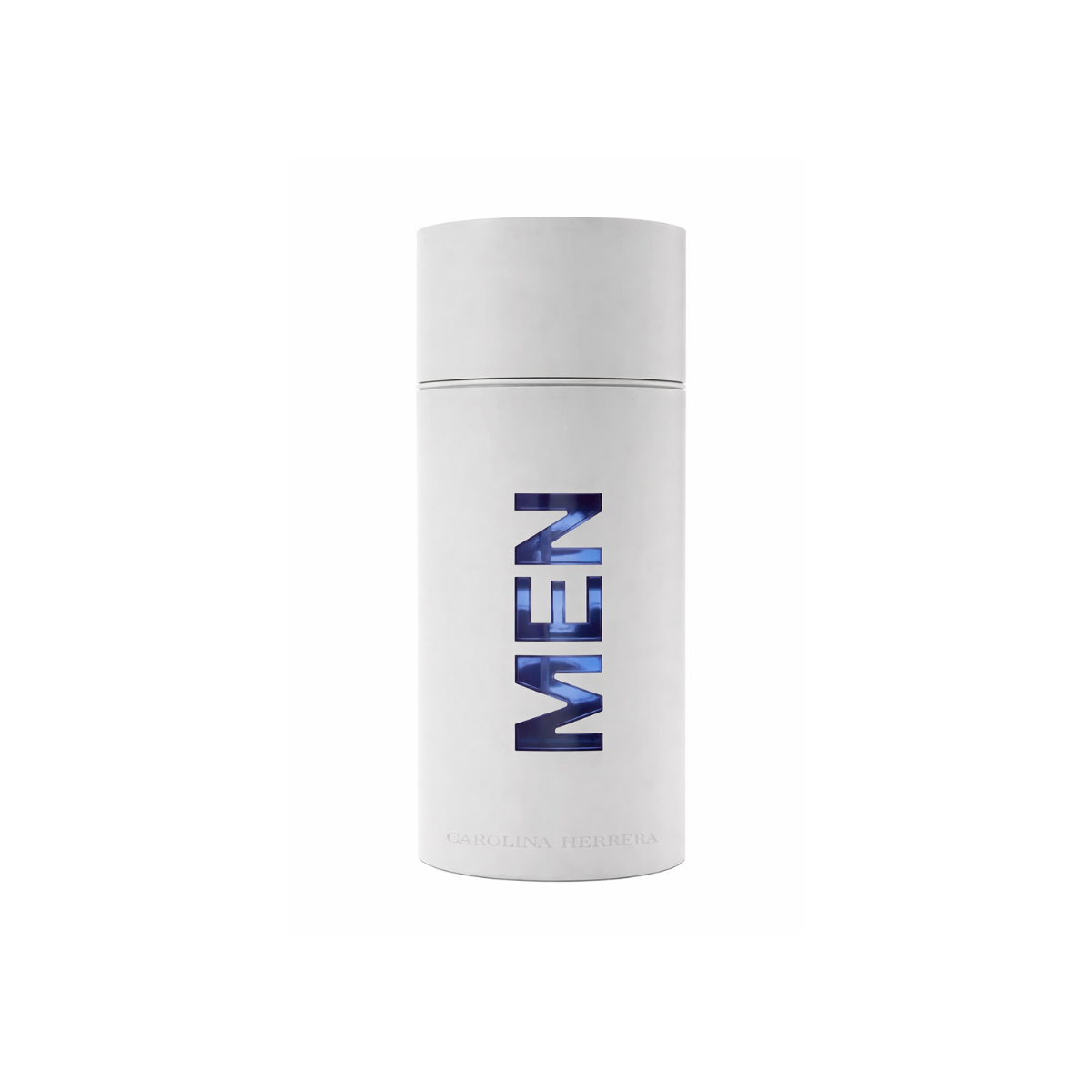 White cylindrical container with 'MEN' text on a white background