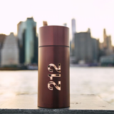 Brown cylindrical container with '242' branding against a cityscape background