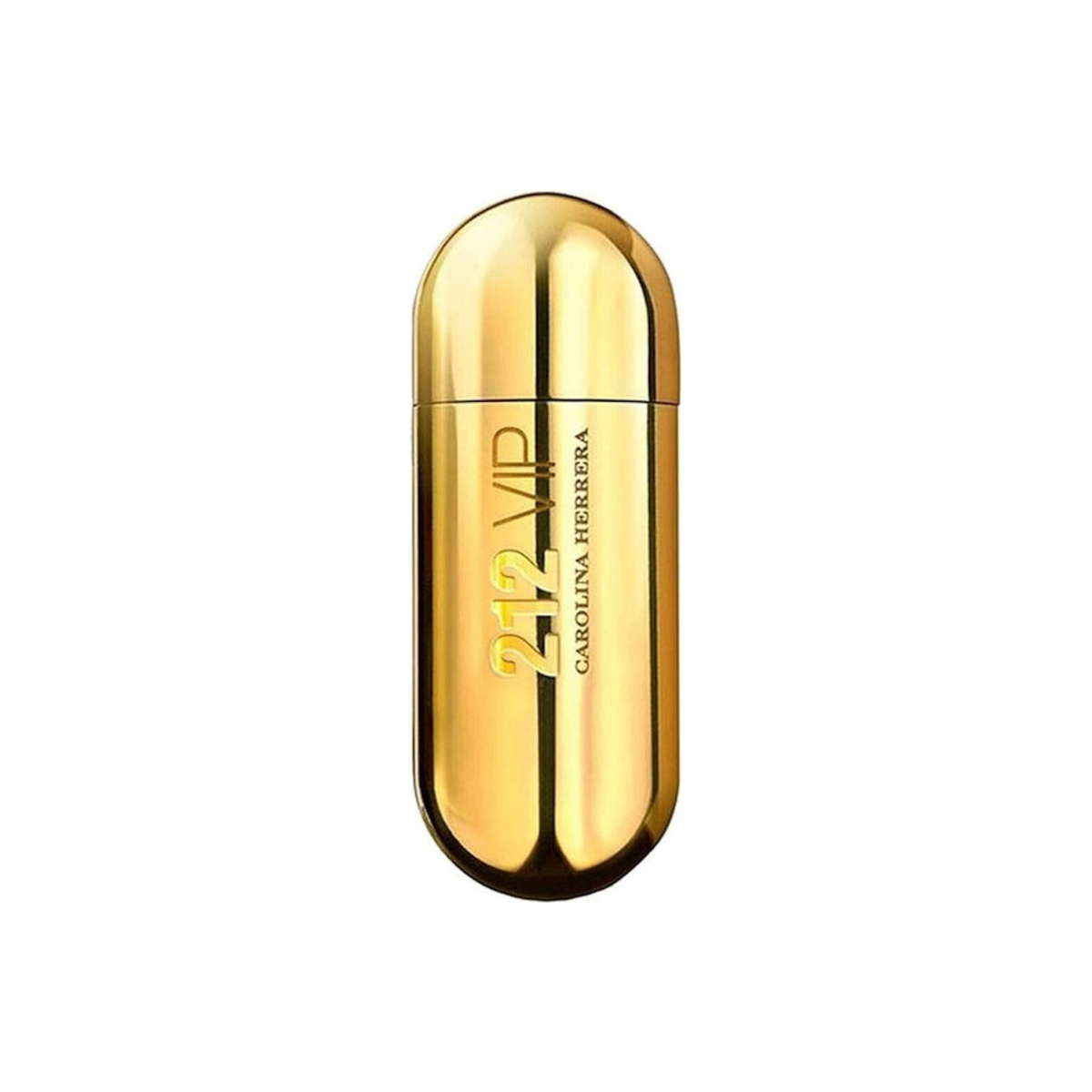 Gold 212 VIP perfume bottle by Carolina Herrera on a white background