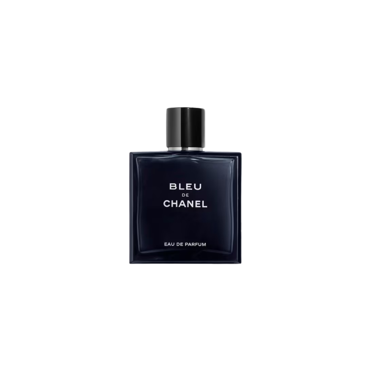 Bleu de Chanel perfume bottle on a white background