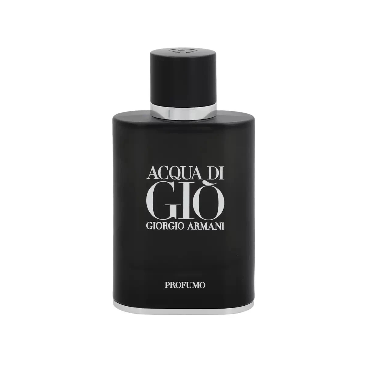Black Giorgio Armani Acqua di Gio perfume bottle on a white background