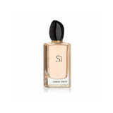 Perfume bottle with black cap on a white background