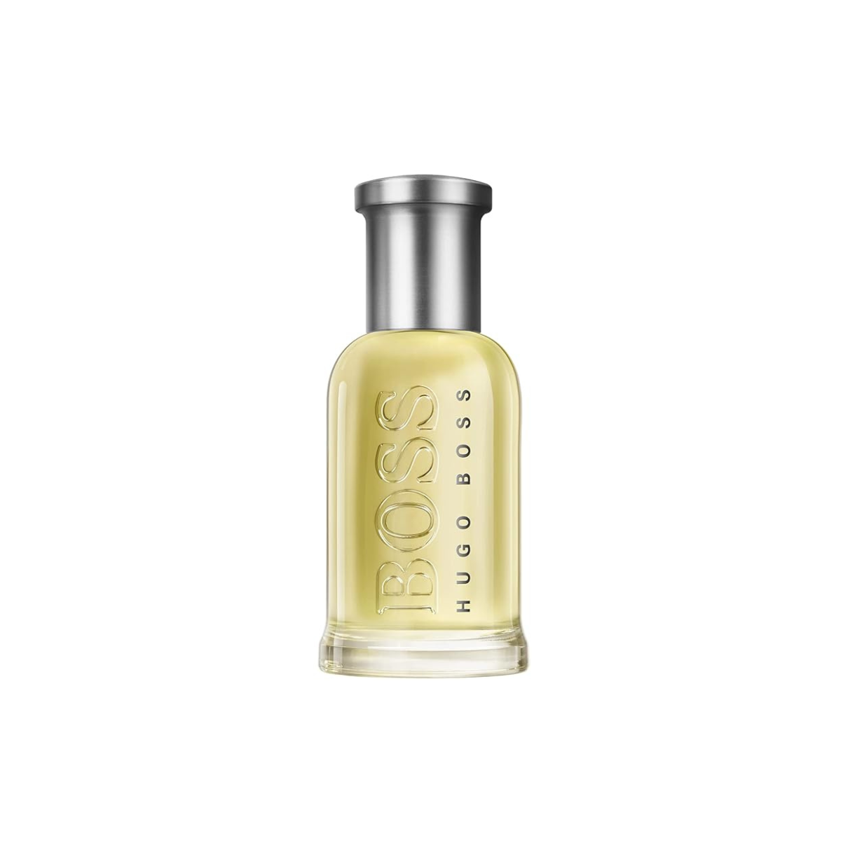 Hugo Boss men's cologne bottle on a white background