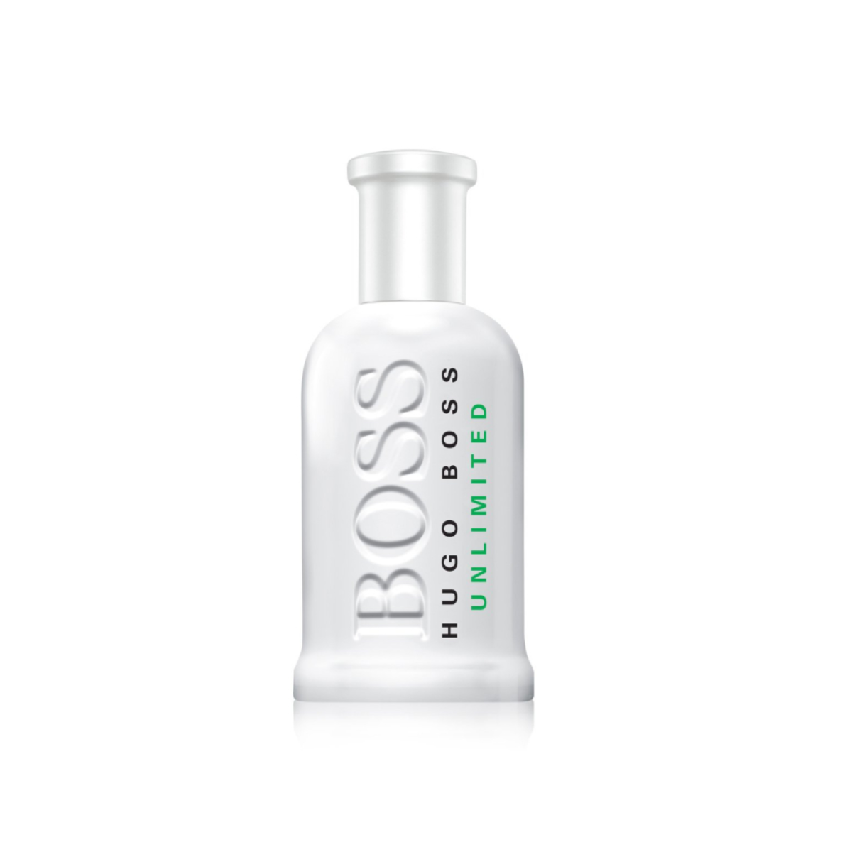 Hugo Boss Unlimited perfume bottle on a white background