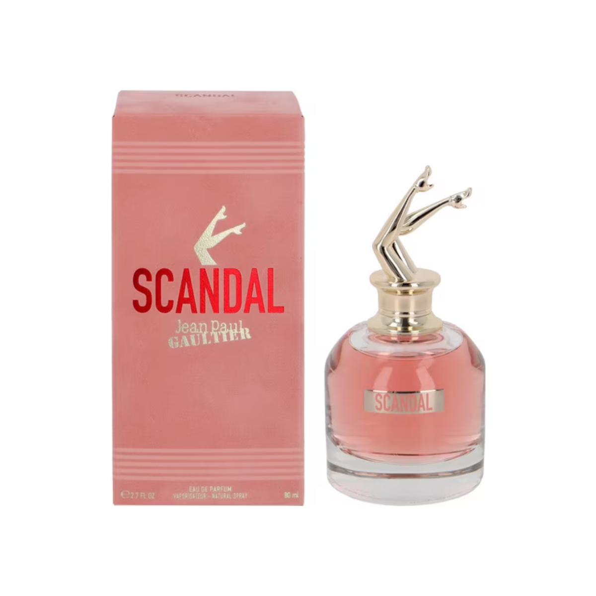 Scandal perfume bottle and packaging on a white background