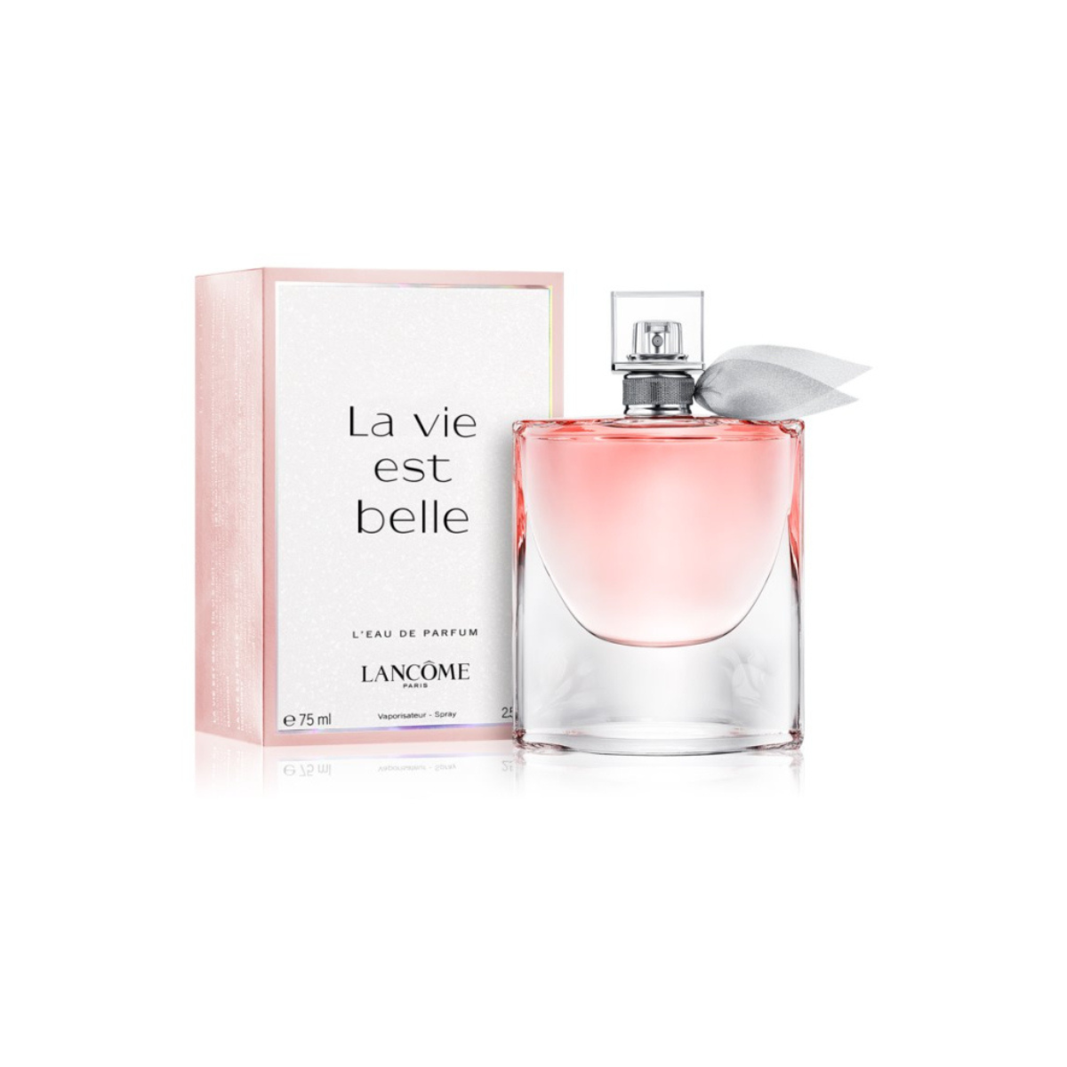 Lancome perfume bottle and packaging on a white background