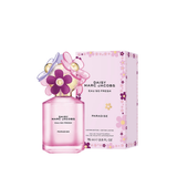 Pink Daisy Marc Jacobs perfume bottle with packaging on a white background