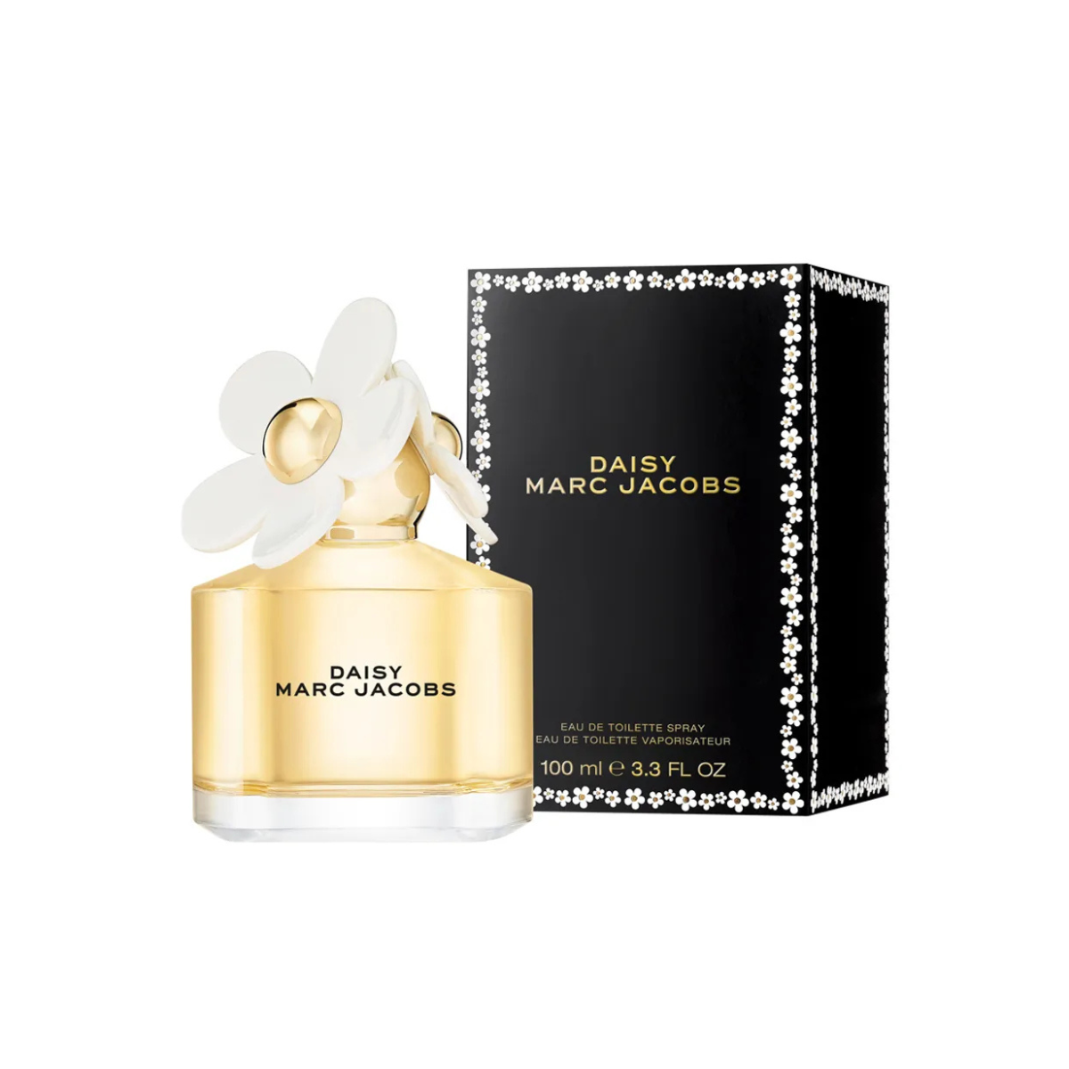 Marc Jacobs Daisy perfume bottle and packaging on a white background
