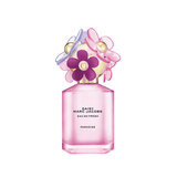 Pink Marc Jacobs Daisy perfume bottle with floral design on a white background