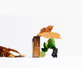 Cigar with leaves and fruit on a white background