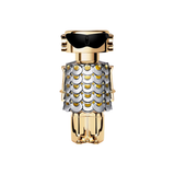 Decorative bottle with gold and silver design on a white background