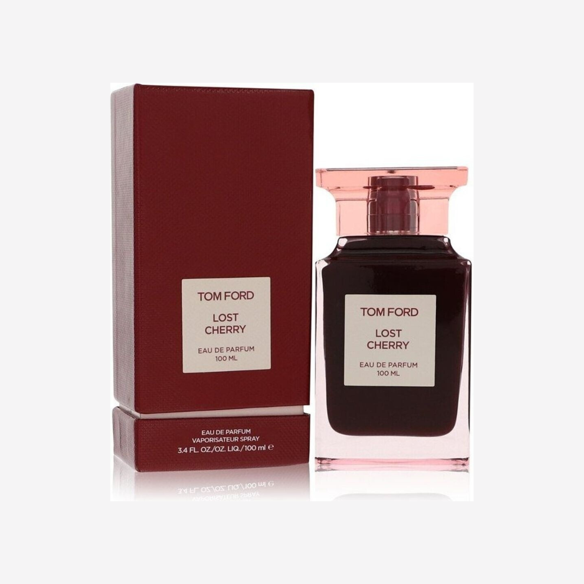 Tom Ford Lost Cherry perfume bottle and packaging on a white background