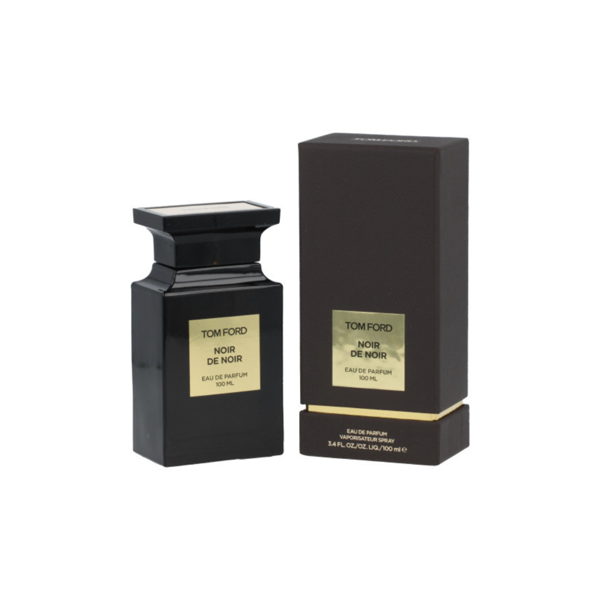 Tom Ford Noir de Noir perfume bottle and packaging on a white background
