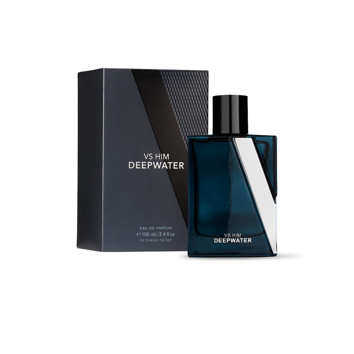 Victoria's Secret VS Him Deepwater perfume bottle and packaging on a white background
