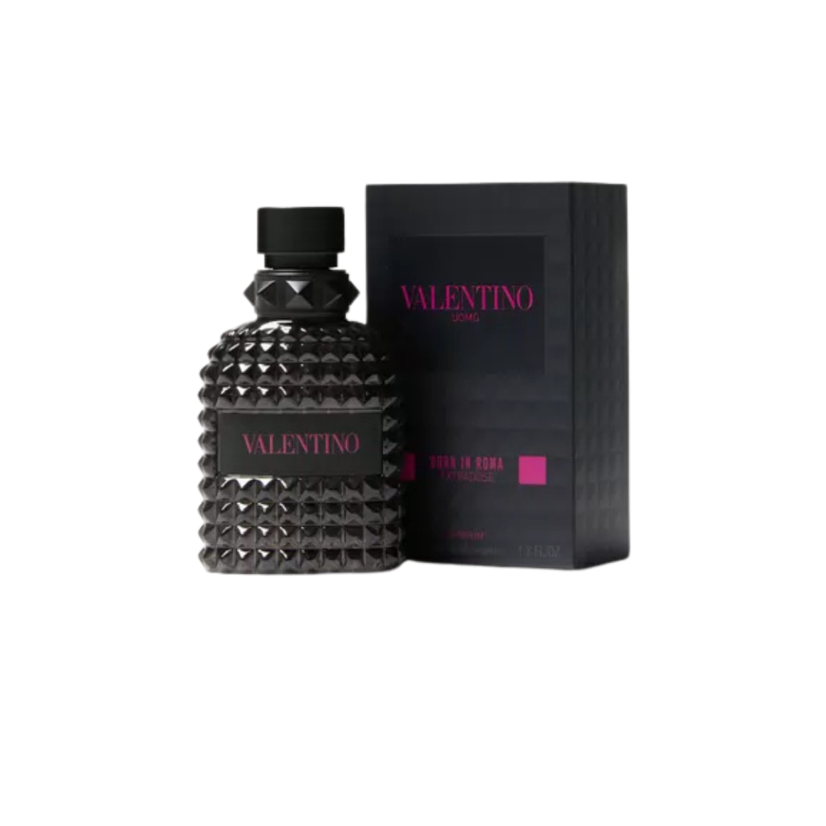 Valentino perfume bottle and packaging on a white background