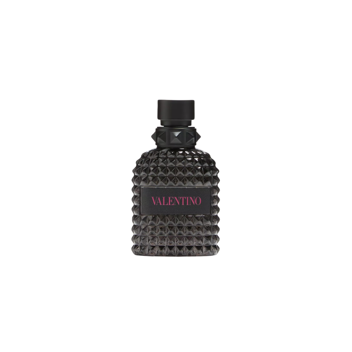 Valentino black perfume bottle on a white background