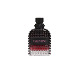 Valentino perfume bottle with black and red design on a white background