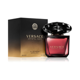 Versace Crystal Noir perfume bottle and packaging on a white background