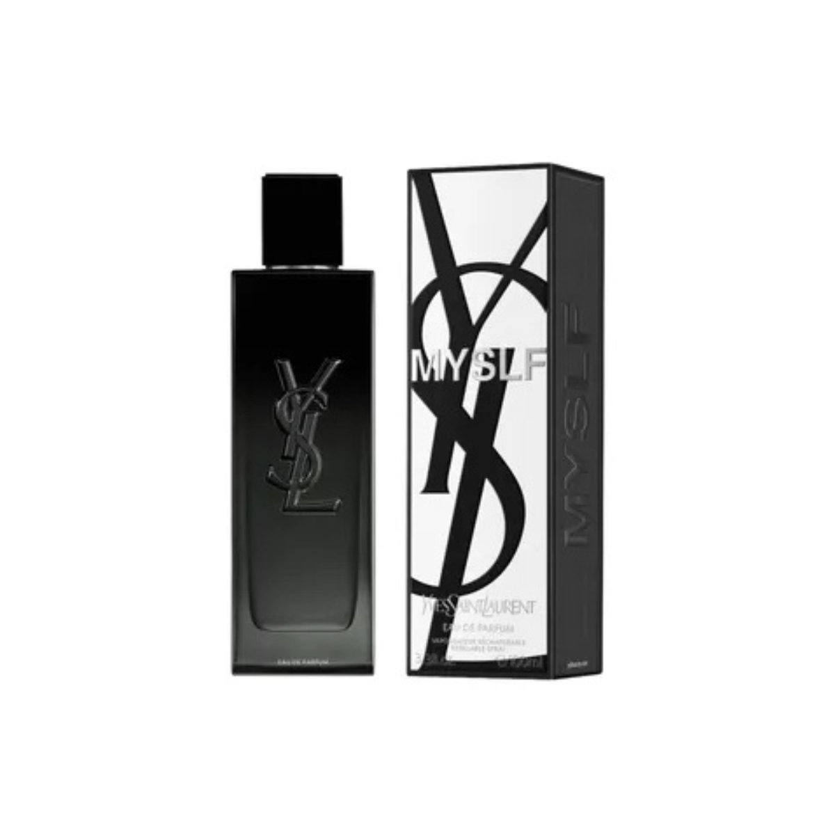 YSL perfume bottle and packaging on a white background
